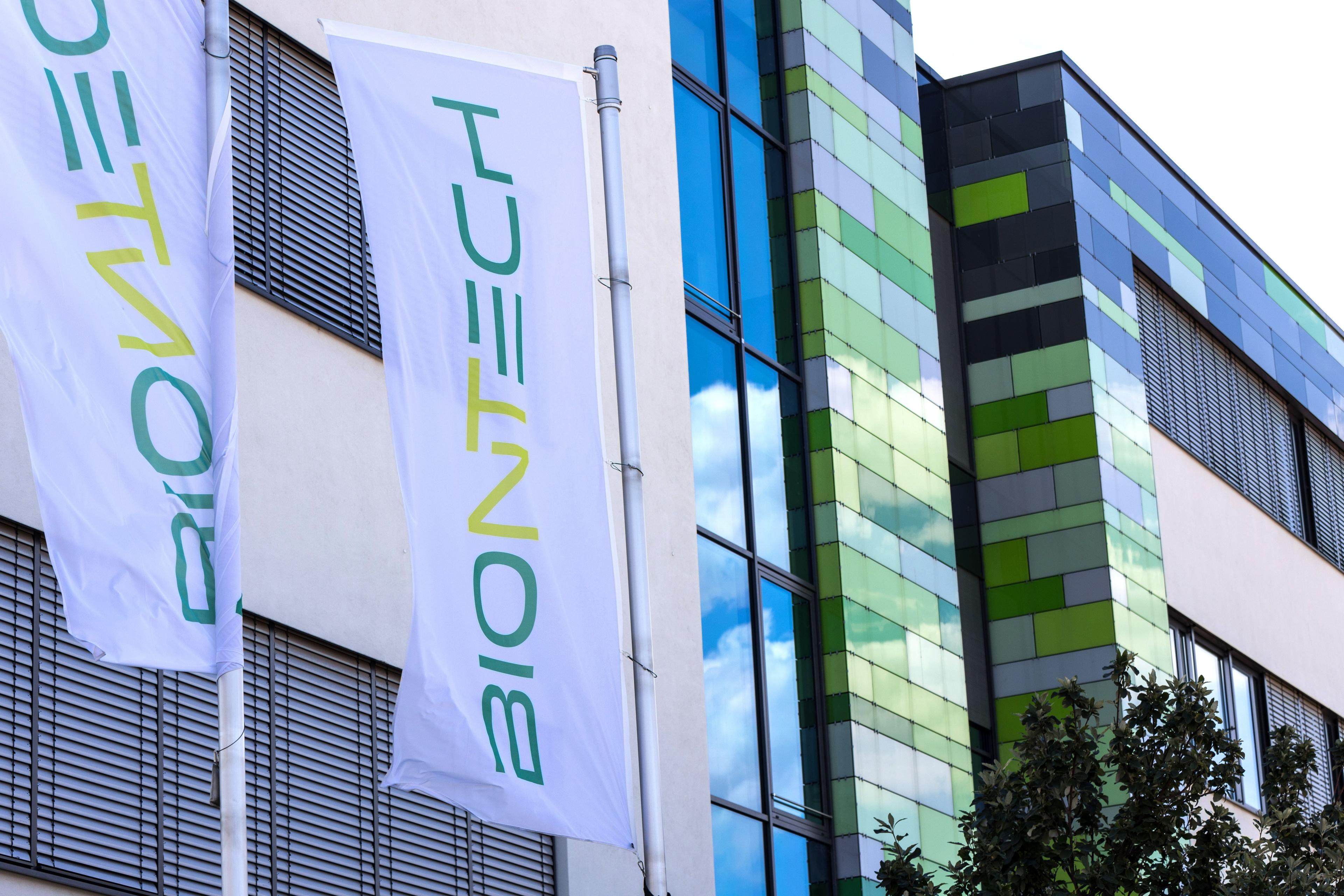 BioNTech company building and flags in Germany