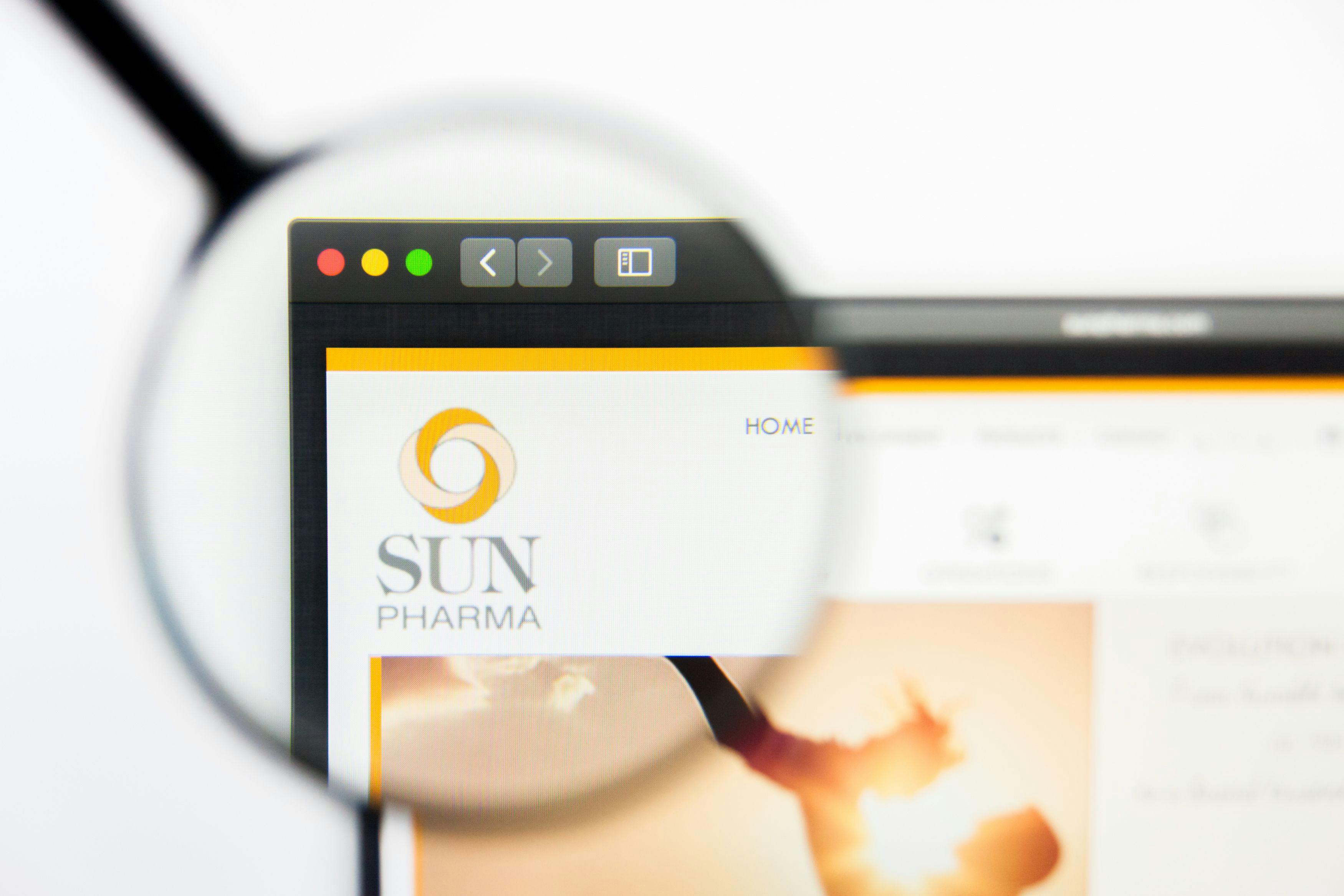 Sun Pharma logo spotlight with a magnifying glass | Image Credit: © pvl - stock.adobe.com